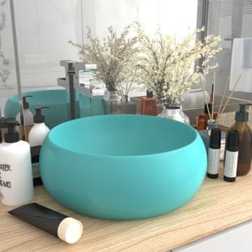 Vidaxl vidaXL Luksuzni okrogel umivalnik mat zelen 40x15 cm keramičen