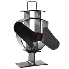 Vidaxl Ventilator za kamin na toploto z 2 kriloma črn