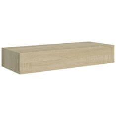 shumee Stenska polica s predalom 2 kosa hrast 60x23,5x10 cm mediapan