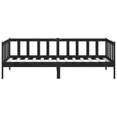 Vidaxl Dnevna postelja črna trdna borovina 90x200 cm