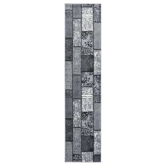Greatstore Tepih tekač BCF siv z vzorcem kock 80x450 cm