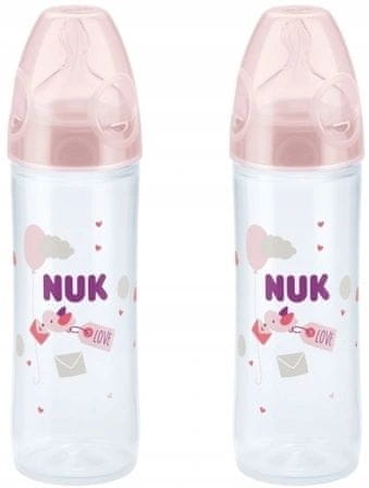 Nuk NUK steklenička 250 ml Klasična silikonska duda 6-18m roza