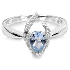 Silver Cat Srebrni prstan z modrim kristalom SC115 (Obseg 54 mm)