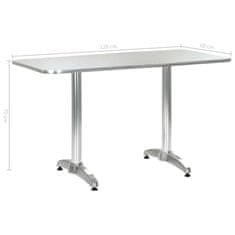 Vidaxl Vrtna miza srebrna 120x60x70 cm aluminij