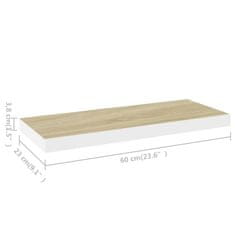 Vidaxl Stenska polica barva hrasta in bela 60x23,5x3,8 cm MDF
