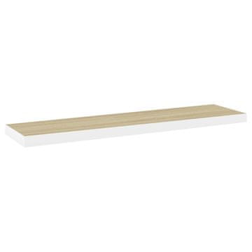 Vidaxl Stenska polica barva hrasta in bela 120x23,5x3,8 cm MDF
