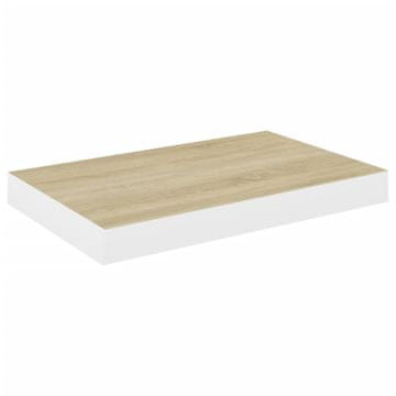 Vidaxl Stenska polica barva hrasta in bela 50x23x3,8 cm MDF