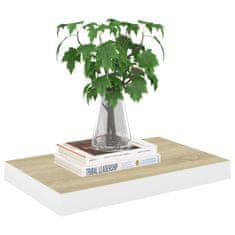 Vidaxl Stenska polica barva hrasta in bela 50x23x3,8 cm MDF