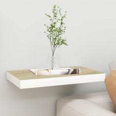 Vidaxl Stenska polica barva hrasta in bela 50x23x3,8 cm MDF
