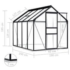 Vidaxl Rastlinjak z okvirjem antraciten aluminij 4,75 m²