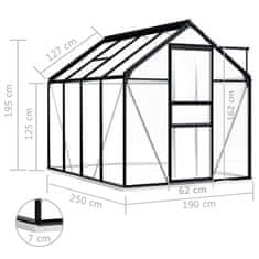 Vidaxl Rastlinjak z okvirjem antraciten aluminij 4,75 m2