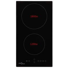 Vidaxl Keramična kuhalna plošča z 2 gorilnikoma na dotik 3000 W