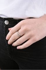 Troli Dvojni minimalistični prstan iz srebrnega jekla (Obseg 60 mm)