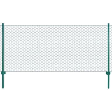 Vidaxl vidaXL Mrežasta ograja s stebrički, jeklo, 25 x 1 m, zelena