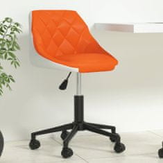 Vidaxl Vrtljivi pisarniški stol, oranžna in bela barva, umetno usnje