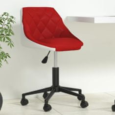 Vidaxl Vrtljivi pisarniški stol, vinsko rdeča in bela barva, umetno usnje