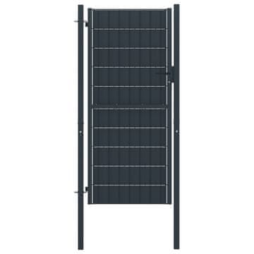 Vidaxl Ograjna vrata PVC in jeklo 100x204 cm antracitna