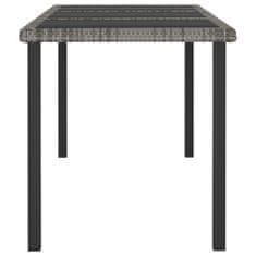 Vidaxl Vrtna jedilna miza siva 180x70x73 cm poli ratan