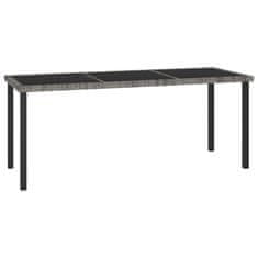 Vidaxl Vrtna jedilna miza siva 180x70x73 cm poli ratan