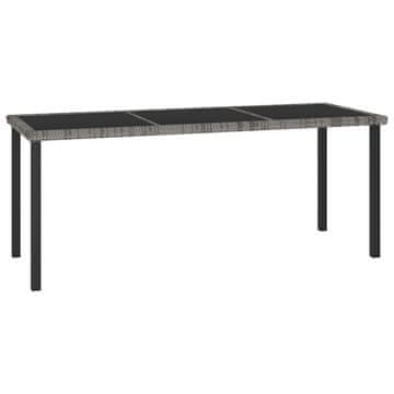 Vidaxl Vrtna jedilna miza siva 180x70x73 cm poli ratan