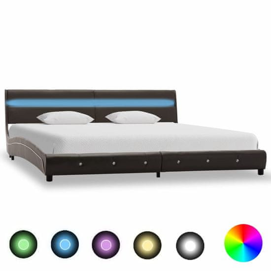 Greatstore Posteljni okvir LED sivo umetno usnje 150x200 cm