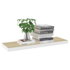 Vidaxl Stenska polica barva hrasta in bela 80x23,5x3,8 cm MDF