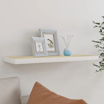 Vidaxl vidaXL Stenska polica hrast in bela 80x23,5x3,8 cm MDF
