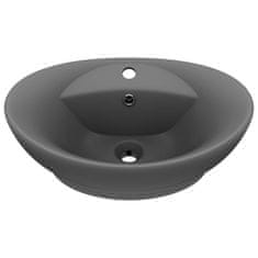 Vidaxl Razkošen umivalnik ovalen mat temno siv 58,5x39 cm keramika