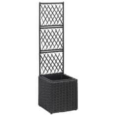 Vidaxl Visoka greda z oporno mrežo in 1 loncem 30x30x107 cm črna