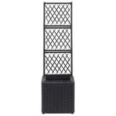 Vidaxl Visoka greda z oporno mrežo in 1 loncem 30x30x107 cm črna