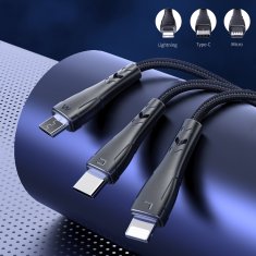 Mcdodo MCDODO 3V1 USB KABEL ZA HITRO POLNJENJE USB-C LIGHTNING MICRO USB QC 3.0 1M