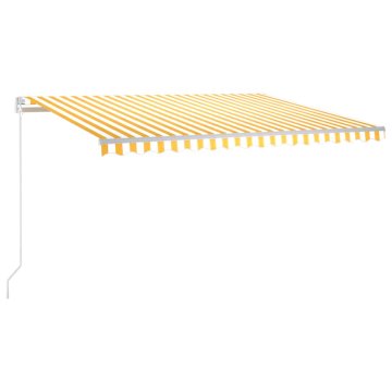 Vidaxl Ročno zložljiva tenda 450x350 cm rumena in bela