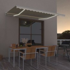 Vidaxl Ročno zložljiva tenda z LED lučmi 450x300 cm krem