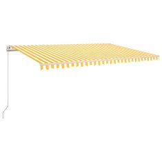 Vidaxl Ročno zložljiva tenda z LED lučmi 500x300 cm rumena in bela