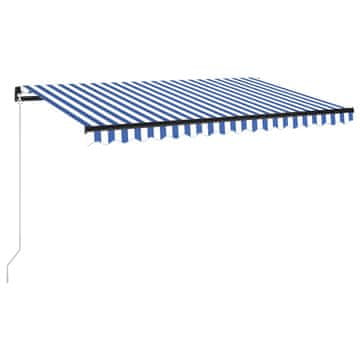 Vidaxl Ročno zložljiva tenda z LED lučmi 450x350 cm modra in bela