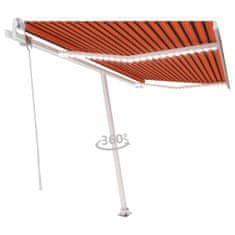 Greatstore Avtomatska tenda LED + senzor 450x300 cm oranžna/rjava