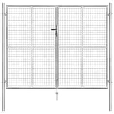 Vidaxl Vrtna vrata pocinkano jeklo 306x250 cm srebrna