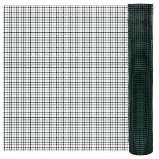 Vidaxl Žična ograja pocinkana s PVC oblogo 25x1 m zelena