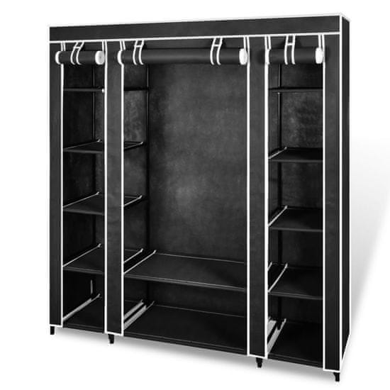 Vidaxl Garderobna omara iz blaga s predelki 45x150x176 cm črna