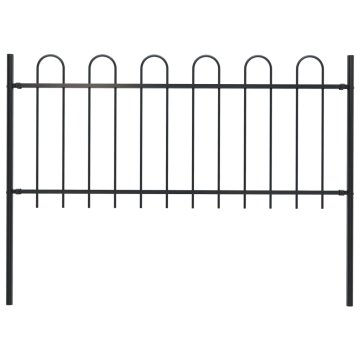 Vidaxl Vrtna ograja BOXTEL z obročem na vrhu jeklo 170x80 cm črna