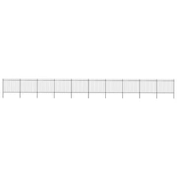Vidaxl Vrtna ograja s suličastim vrhom jeklo 1673 x 150 cm črne barve