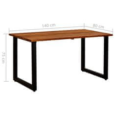 Vidaxl Vrtna miza z nogami U oblike 140x80x75 cm trden akacijev les