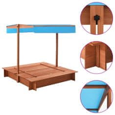 Vidaxl Peskovnik s streho iz lesa jelke 122x120x123 cm