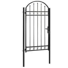Vidaxl Vrata za ograjo zaobljena jeklo 100x250 cm črna