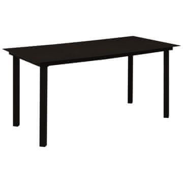 Vidaxl Vrtna jedilna miza črna 150x80x74 cm jeklo in steklo