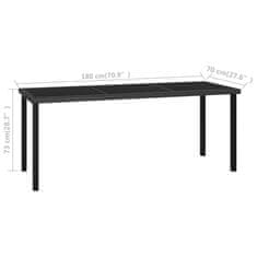 Vidaxl Vrtna jedilna miza črna 180x70x73 cm poli ratan