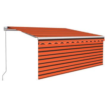 Vidaxl Ročno zložljiva tenda s senčilom 3,5x2,5 m oranžna in rjava