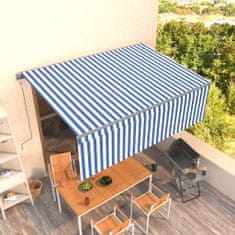 Vidaxl Avtomatsko zložljiva tenda s senčilom 4,5x3 m modra in bela
