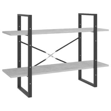 Vidaxl Knjižna omara 2-nadstropna betonsko siva 100x30x70cm iverna pl.