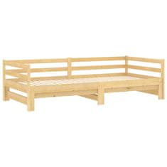 Vidaxl Izvlečna dnevna postelja trdna borovina 2x(90x200) cm